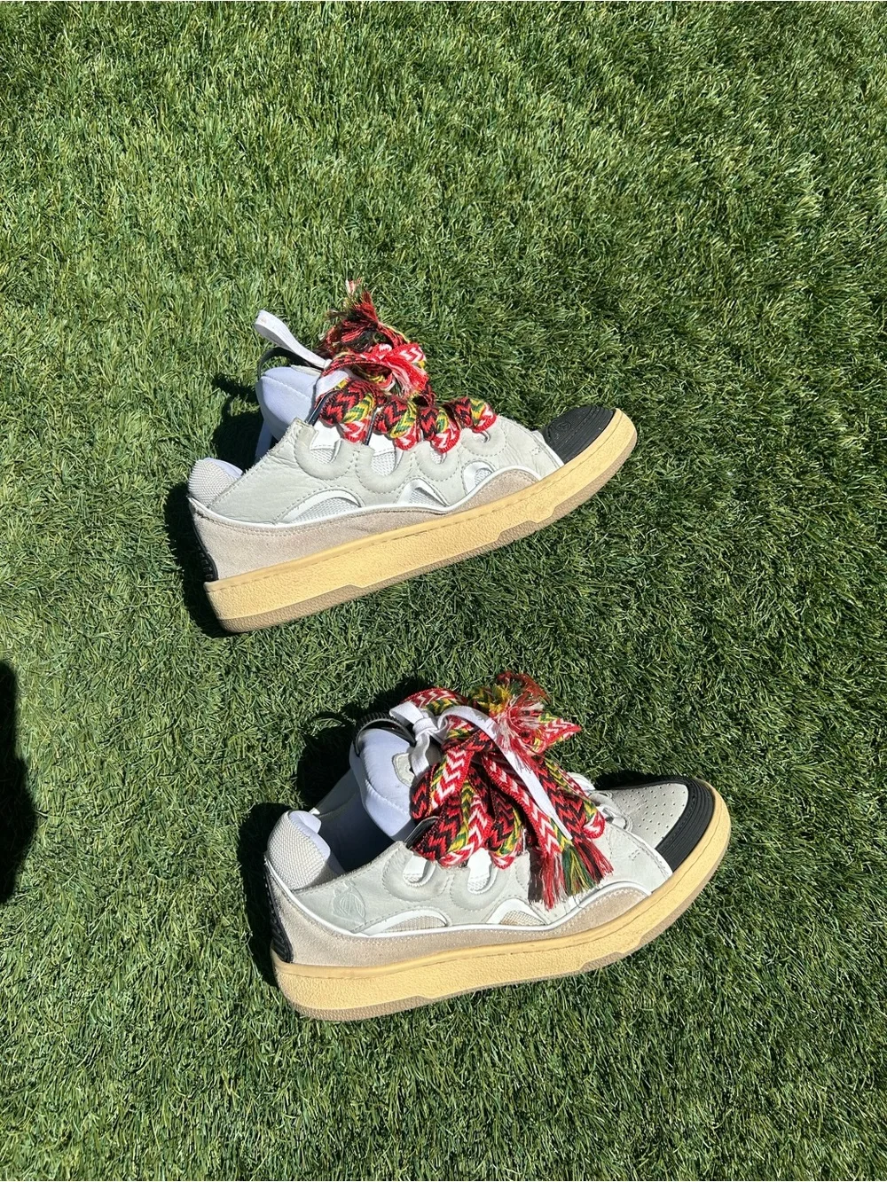 Lanvin White Sneakers with Multicolor Red Accent Laces